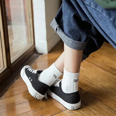 Women's socks with embroidery letters