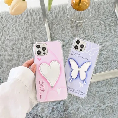 Cartoon Mirror Butterfly Heart Phone Case