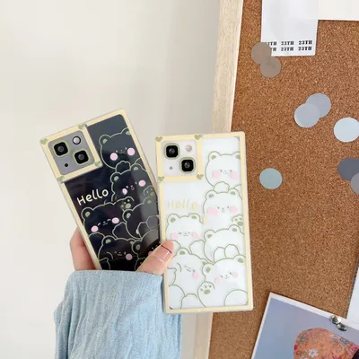 Cartoon Blush Bear Transparent Silicone Phone Case