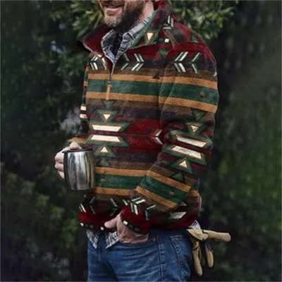 Autumn And Winter Casual Button Pocket Flannel Plush Men's Sweater