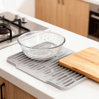 Non Slip Large Silicone Dish Draining Mat, Heat Resistant Sink Liner Countertop Trivet For Kitchen Dishes, Cookware Utensils.