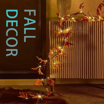 9.52FT  144 LED Autumn Decorative Lights, Home USB-powered Waterproof Autumn Wreath, Suitable For Indoor And Outdoor Decoration During Halloween And Thanksgiving