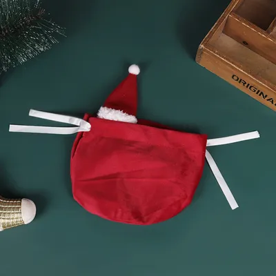5 Packs Christmas Treat Bags With Drawstring 3D Xmas Santa Hat Gift Wrapping Bags Velvet Candies Goodie  Bag For Christmas Birthday Wedding Party Favor Supplies