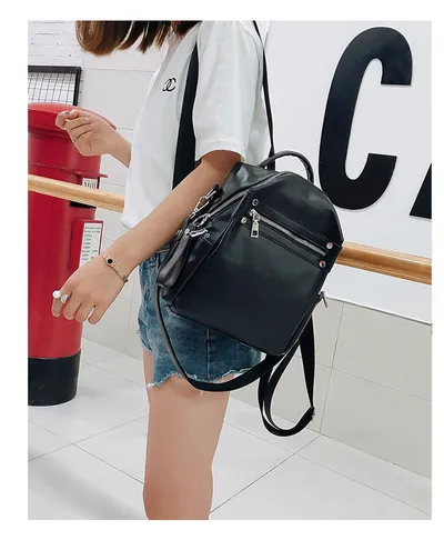Fashion All-match Soft Leather Personalized School Bag