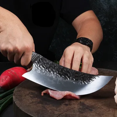 Double Steel Head And Wooden Handle Bone Cutting Knife Kitchen Supplies