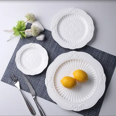 Household European Pure White Dessert Plate Water Fruit Plate