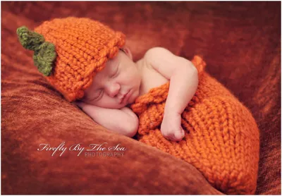 Handmade Wool Woven Baby Photo Clothing Pumpkin
