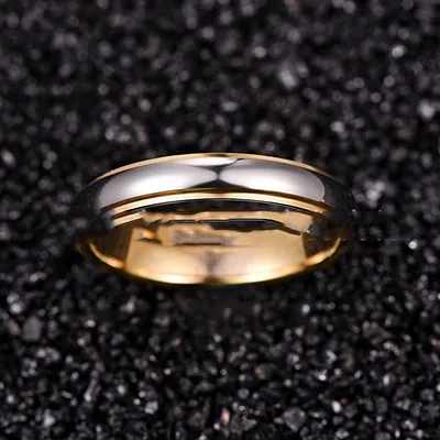 Men's And Women's Fashion Gold And Silver Two-color Tungsten Steel Ring