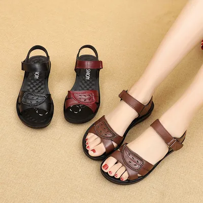 Middle-Aged And Elderly Sandals And Slippers With Soft Bottom Velcro