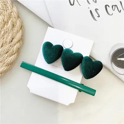 Fashion Girl Retro Velvet Love Hair Clip Set