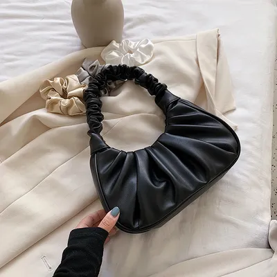 حقيبة كتف فرنسية أنيقة قابلة للطي بتصميم سحابي أحمر شبكي