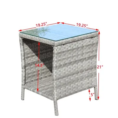 Outdoor Patio Furniture 1 Coffee Table With Clear Tempered Glass
