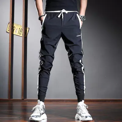 Polyester Men's Harem Sweatpants With Tied Feet