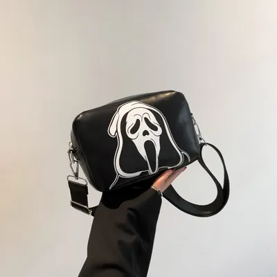 Halloween Printed Small Square Bag Funny Skull Pumpkin Bat Spider-web Shoulder Bags Trendy