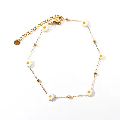 Fashion Trend Irregular Natural Stone Titanium Steel Anklet
