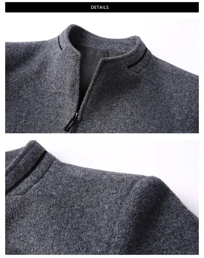 Winter new men's short woolen coat stand collar