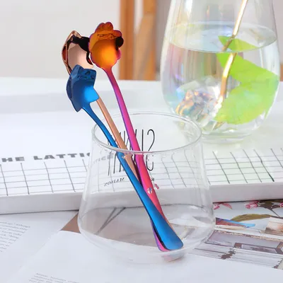 Stainless Steel Sunflower 304 Color Titanium Plated Lace Spoon