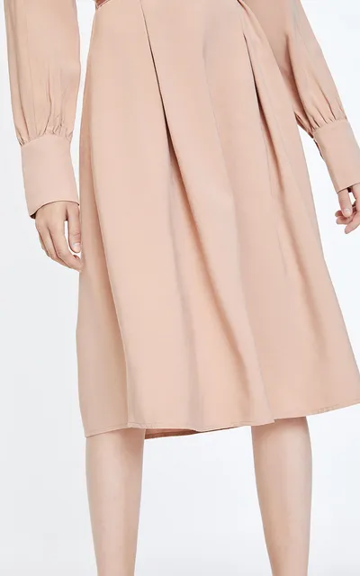 New commuter waist waist slimming mid-length shirt dress