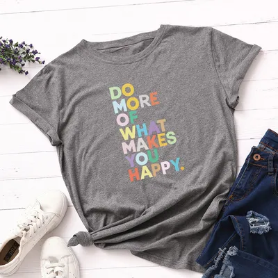 Women's Loose Round Neck Short-sleeved T-shirt With Letters