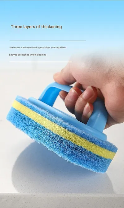 Kitchen Handle-style Pot Brush, Multi-functional Bathroom Tile Cleaning Brush, Double-layer Thickened Bathtub Brush, Sponge For Removing Stains.
