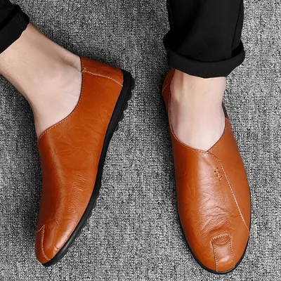 New peas shoes men's Korean leather shoes men's lazy pedal