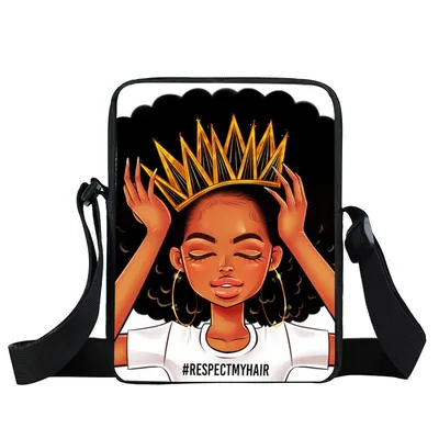 Black girl cartoon diagonal bag