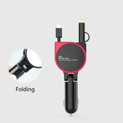 Compatible with Apple , Three-in-one Car Charger Data Cable Cigarette Lighter