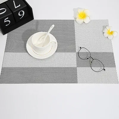 Double-sided Series Pvc Plaid Placemat Woven Insulation Tableware Mat Teslin Rectangular Hotel Western-style Placemat