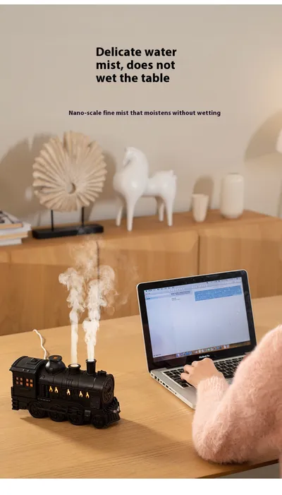 Small Train Aromatherapy Machine Essential Oil Diffuser Desktop Retro Decor Humidifier For Home Use With Large Mist Output