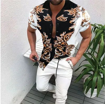 Cross-Border Hot Models Amazon Ebay European And American Men's Short-Sleeved Fashion Shirts Shirts New Tops Men's Trend