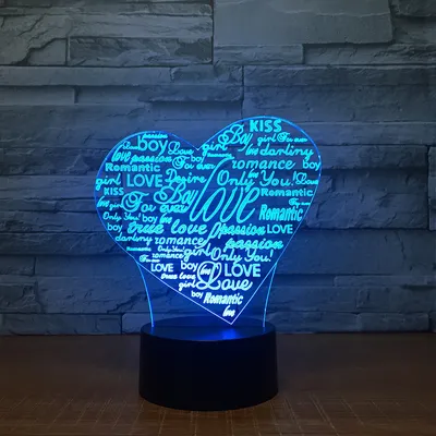 Creative 3D Graffiti Love Smart Remote Control Night Light