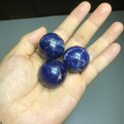 Blue Stone Ball Ornament Original Polished Crystal