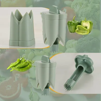 2-in-1 Fruit Pepper Corer Color Pepper Corer Seed Removing Tool Portable Kitchen Utensil Reusable Fruit Vegetable Coring Tool