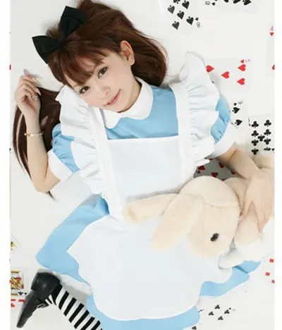 Cute Water Blue Maid Ware COS Anime Clothing Performance Costume