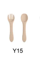 High Quality Natural 100 Food Grade Inventory Easy To Rinse Spoon Weaning Unbreakable Rubber Fork Dishwasher Safe Feeding Set
