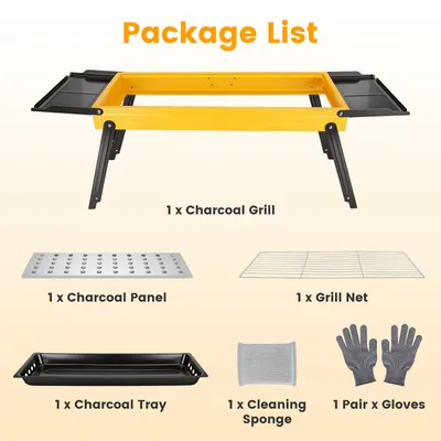 1Pc Portable Folding Charcoal Grill Stainless Steel Camping BBQ Grill With Side Panels Compact Tabletop Barbecue Grill With Carry Handle For Picnic Beach Travel