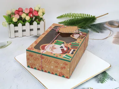 Christmas Gift Box Candy Cookie Santa Snowman Cartoon Kraft Paper Xmas Kids Bags New Year Event Party Supplies