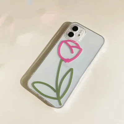 Simple Tulip Pattern Transparent Phone Case