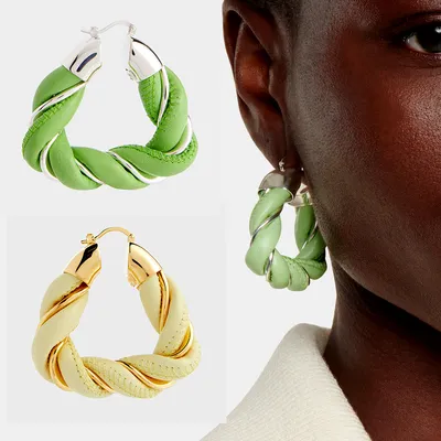 Triangular Twist Leather Wrap Earrings