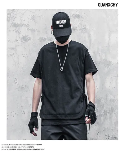 Summer Men's Short-sleeved T-shirt With Round Neck Streamers