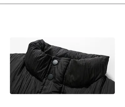 Thickened Cotton Padded Men's Plain Pleated Bread Jacket
