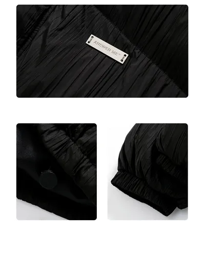 Thickened Cotton Padded Men's Plain Pleated Bread Jacket