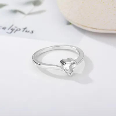 New Heart-shaped Stainless Steel Ring With Zircon Love Ring For Girls Jewelry Gifts