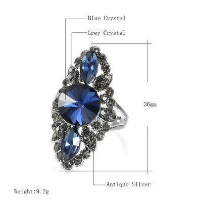 Fashion Women's Jewelry Plated With Blue Zircon Ring