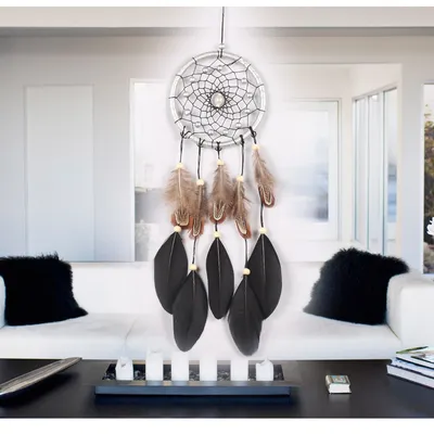 New Silver Leather Black Big Floating Dreamcatcher Home Crafts Ornaments Car Feather Wind Chimes