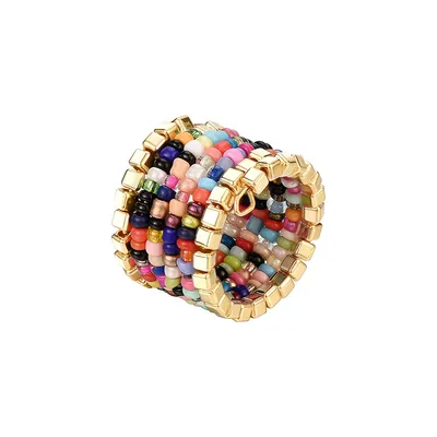 Multi-layered One-piece Ring With Colorful Rice Beads