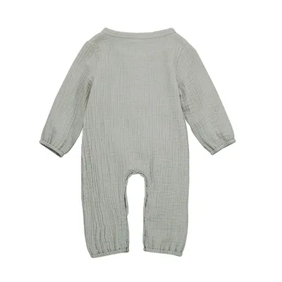 Baby Long-sleeved One-piece Cotton And Linen Romper