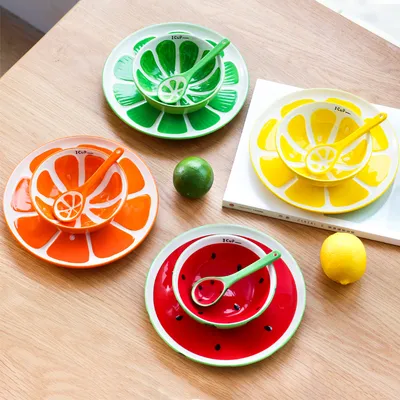 Cute Creative Japanese Fruit Watermelon Ceramic Bowl Suit
