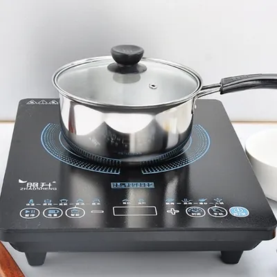 Set Of 3 Induction Non Stick Stainless Steel Cookware Kitchen Glass Lids Pot Pan