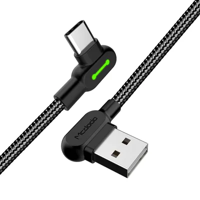 Double elbow with light braided charging cable